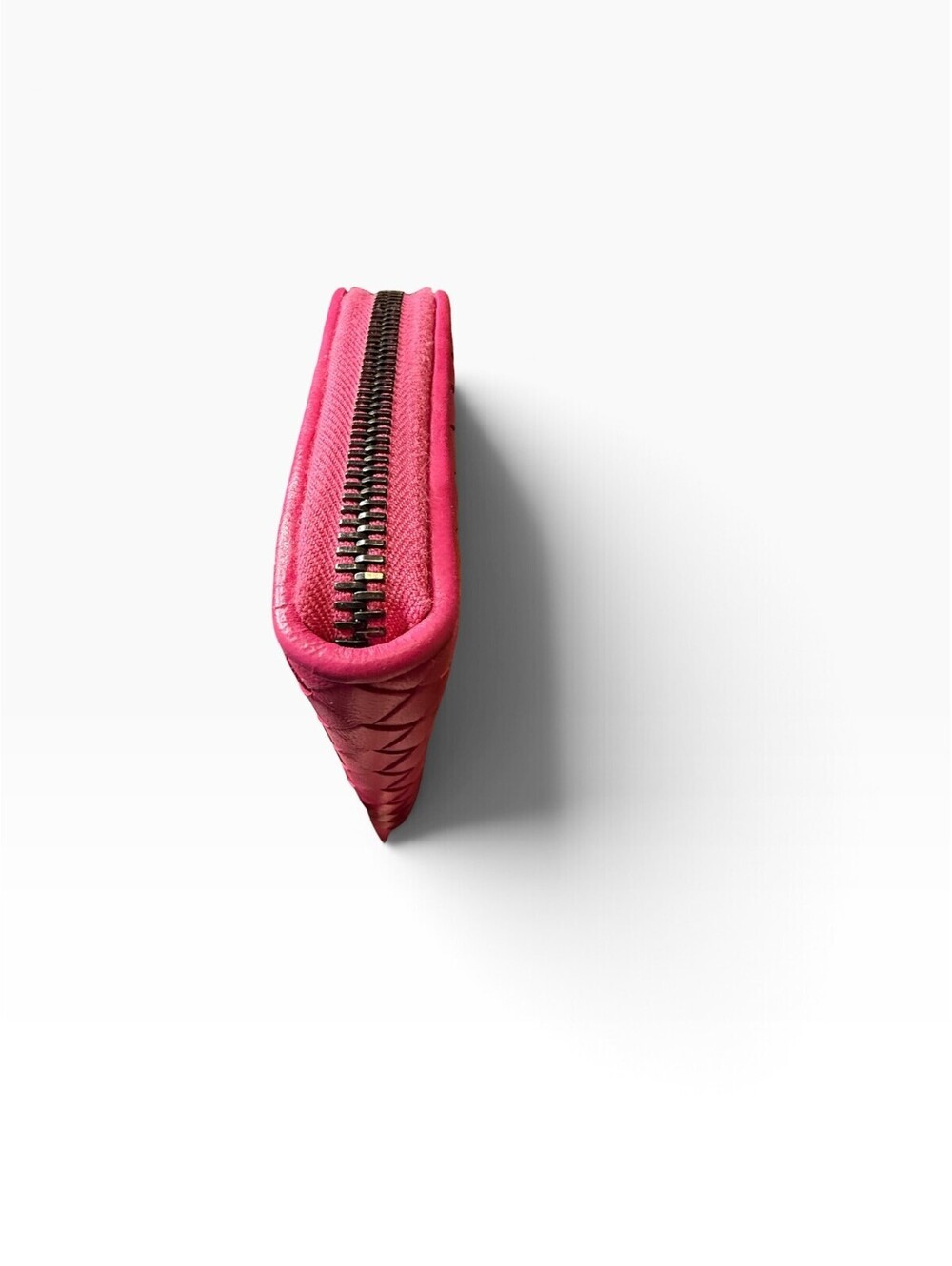 Bottega Veneta Intrecciato Fuchsia Pink Leather Zip Around Wallet Box Dust Bag - Picture 12 of 12